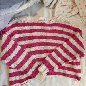 Pink and White Striped Sweater